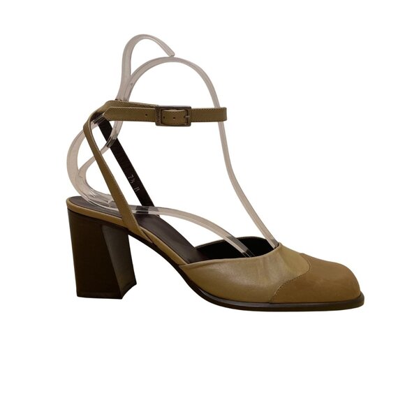 Joan & David Women’s Green Two-Tone Leather Ankle Strap Block Heel Pumps Sz 7.5M - Picture 1 of 10